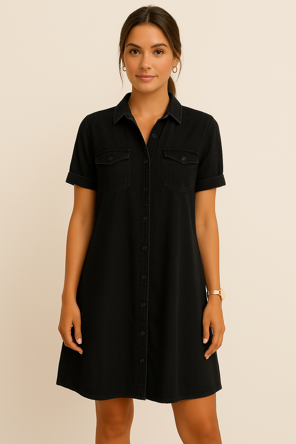 Nalah | Denim-Shirt-Minikleid mit Knopfleiste