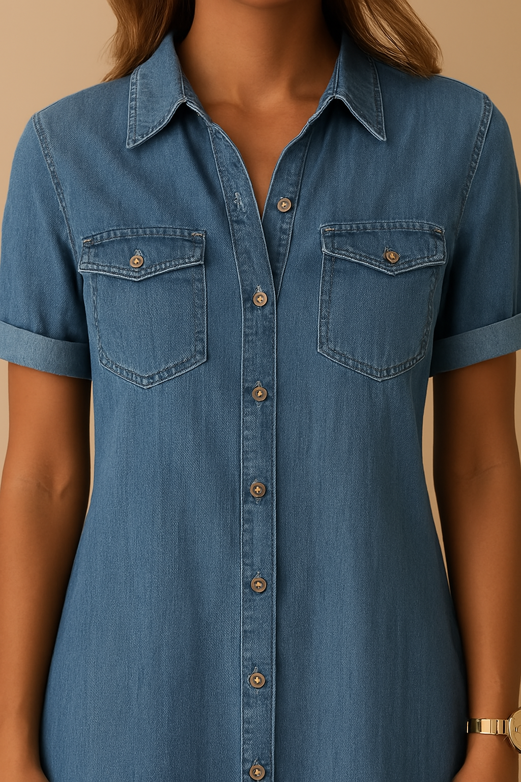 Nalah | Denim-Shirt-Minikleid mit Knopfleiste