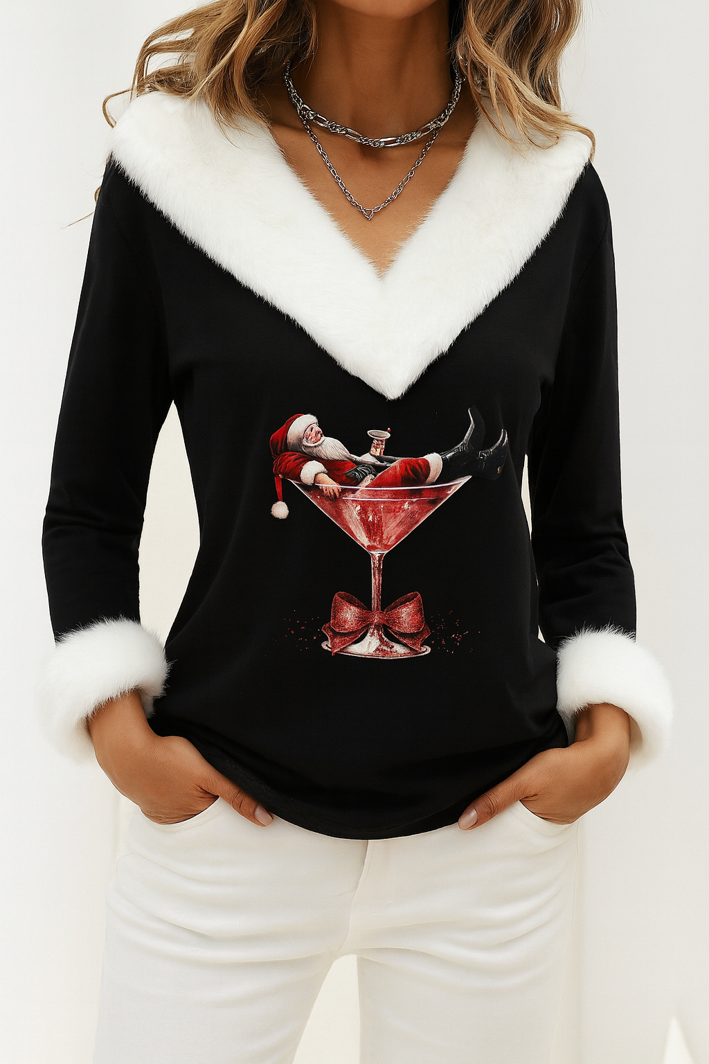 Qalia | Plüschpullover mit Weihnachtsmotiv