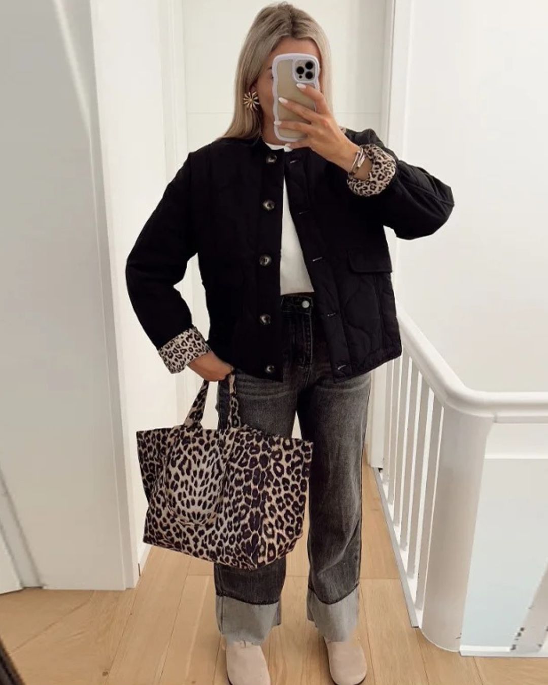 Yasmin™ | Trendy Jacke mit Leopardenfutter - Grün / S