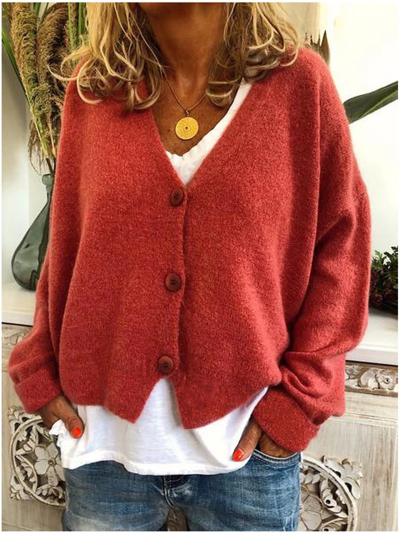 Selina™ | Chic Strickjacke für Damen - Orangerot / S