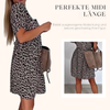 Wilma | modisches Damenkleid mit auffälligem Leopardenprint und V-Ausschnitt
