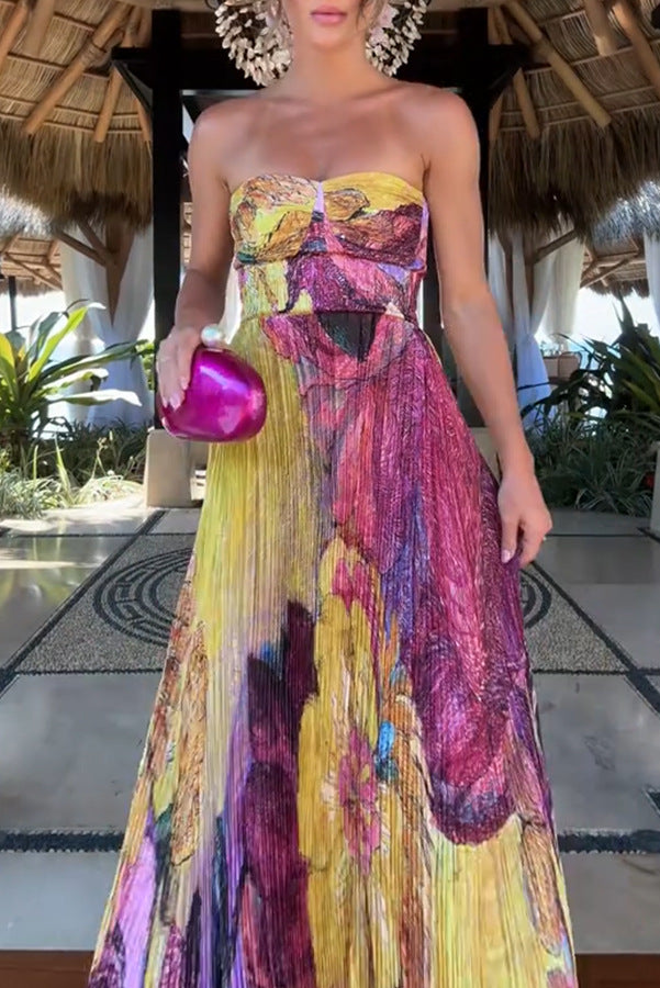 Masih | Vibrierendes Plissee-Maxikleid