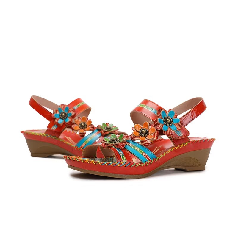 Kressa | Elegante rote Sandale mit Absatz und hohem Komfort