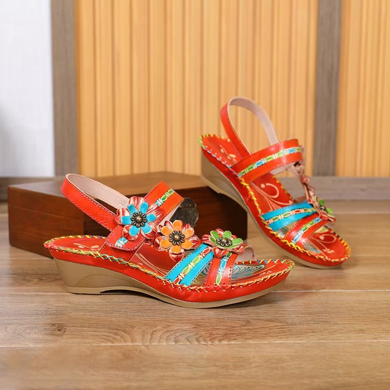 Kressa | Elegante rote Sandale mit Absatz und hohem Komfort