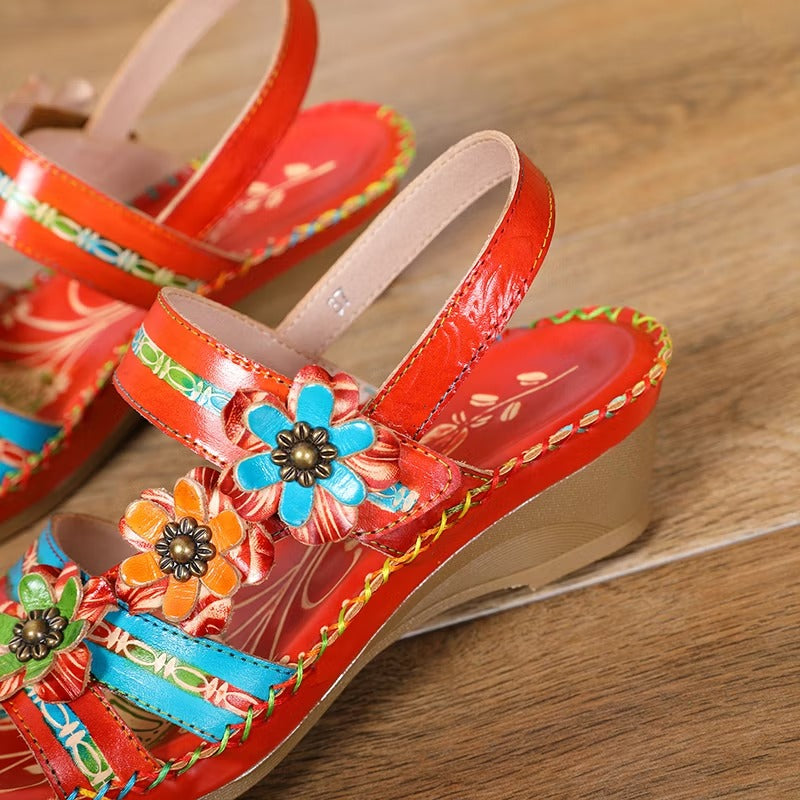 Kressa | Elegante rote Sandale mit Absatz und hohem Komfort