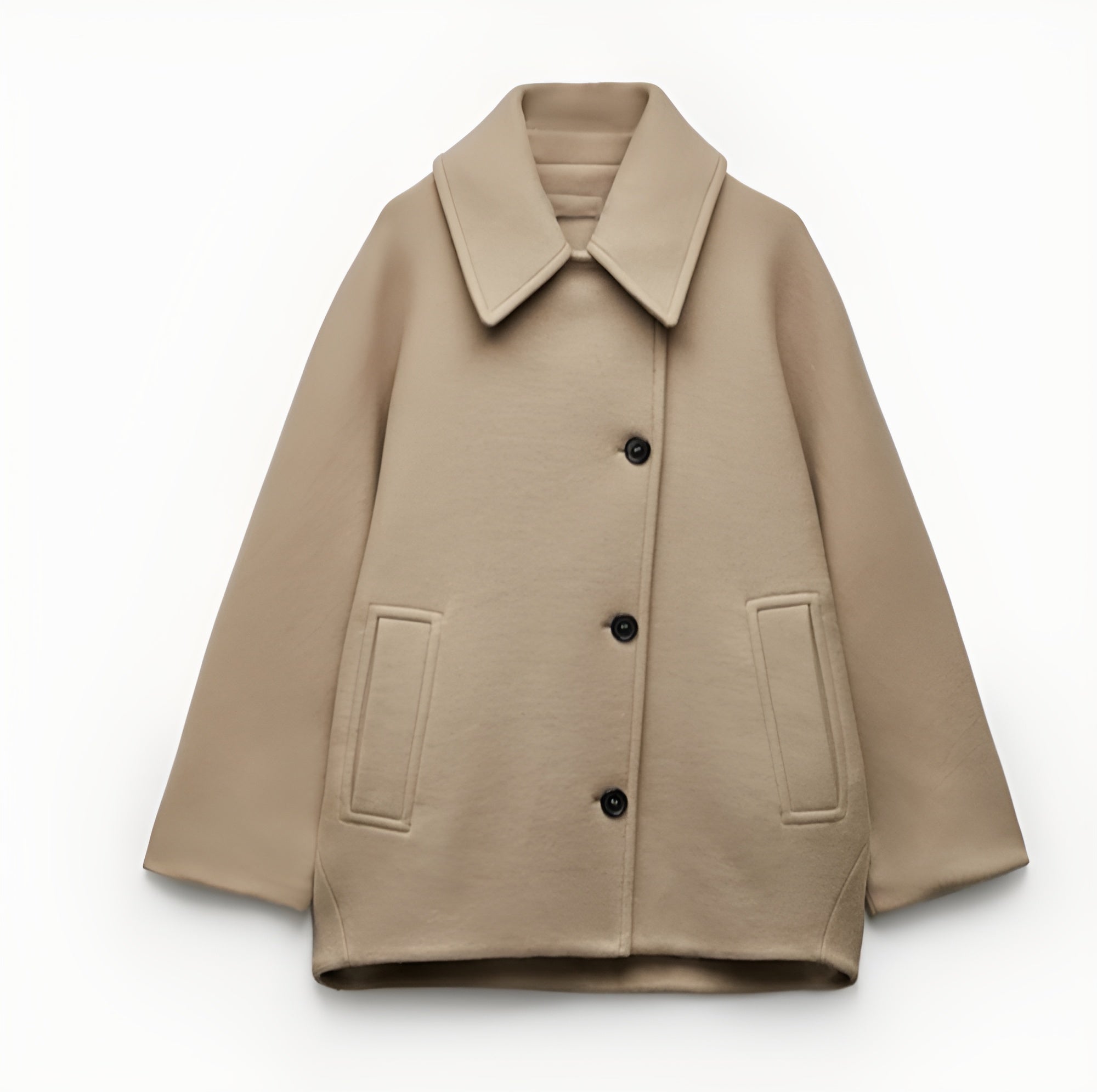 Linsey | Trendiger, übergroßer Wollmantel - Fashion - Braunbeige (fast ausverkauft) / XS