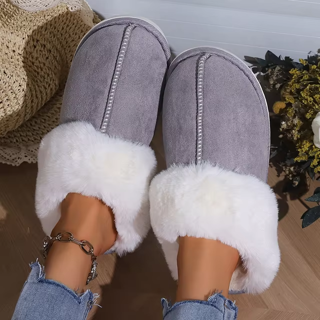 SnuggleFeet™ - Warme Damen-Hausschuhe - Grau / 36-37
