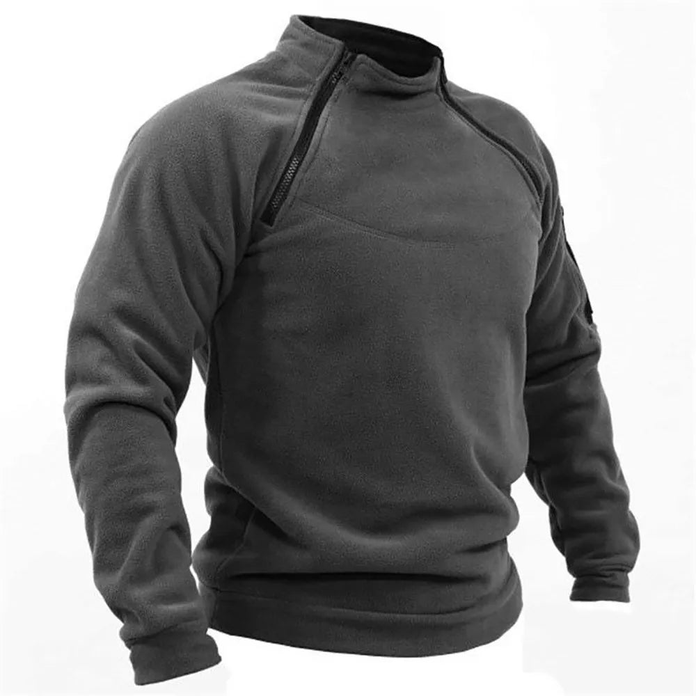 Nelson | Taktischer Militär-Zipper-Sweatshirt für Herren - Dunkelgrau / XS