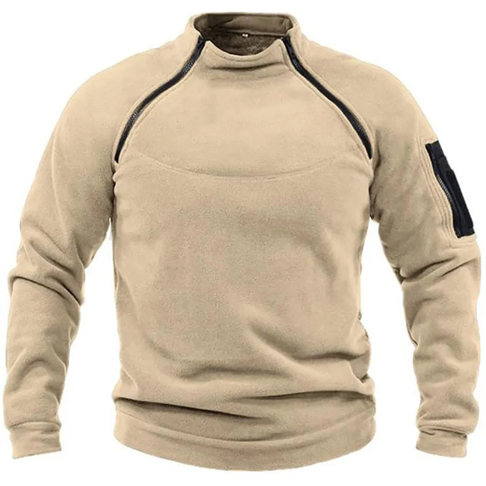 Nelson | Taktischer Militär-Zipper-Sweatshirt für Herren - Khaki / XS
