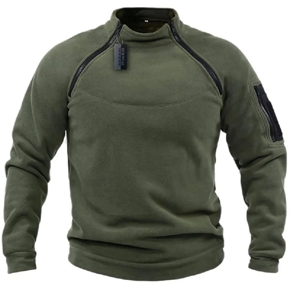 Nelson | Taktischer Militär-Zipper-Sweatshirt für Herren - Armeegrün / XS