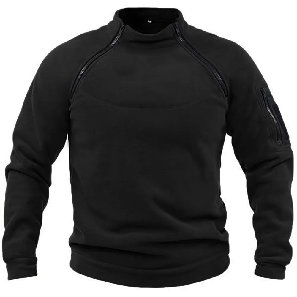 Nelson | Taktischer Militär-Zipper-Sweatshirt für Herren - Schwarz / XS