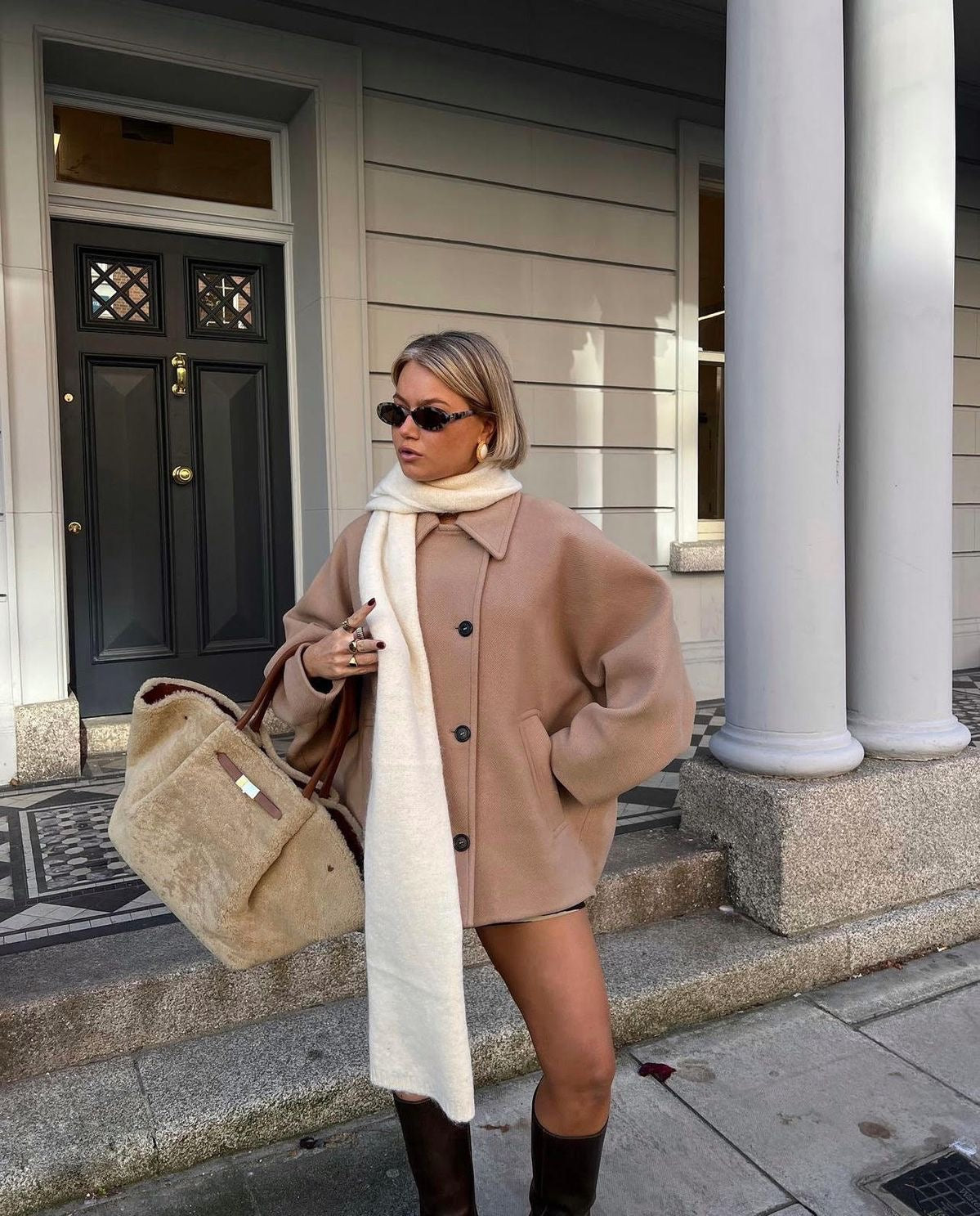 Linsey | Trendiger, übergroßer Wollmantel - Fashion - Braunbeige (fast ausverkauft) / XS