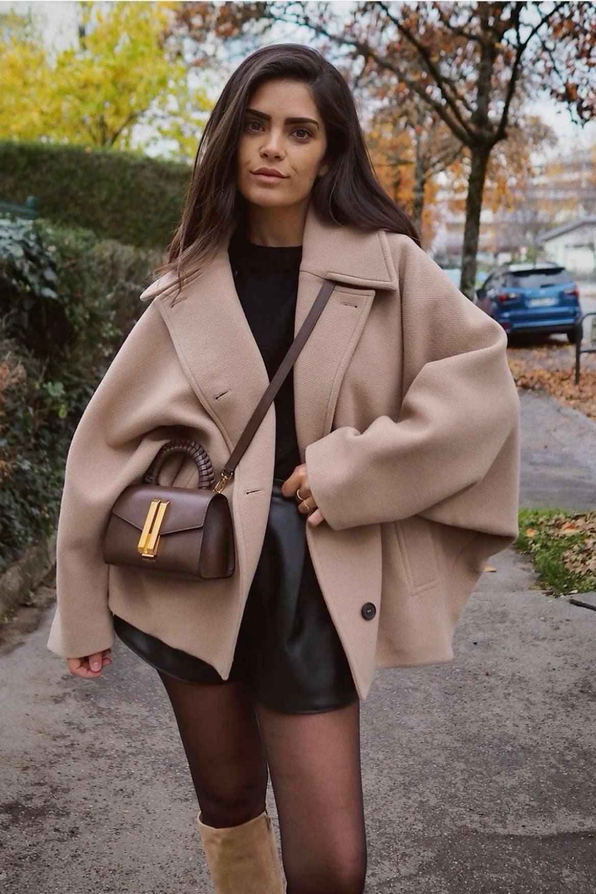 Linsey | Trendiger, übergroßer Wollmantel - Fashion - Braunbeige (fast ausverkauft) / XS