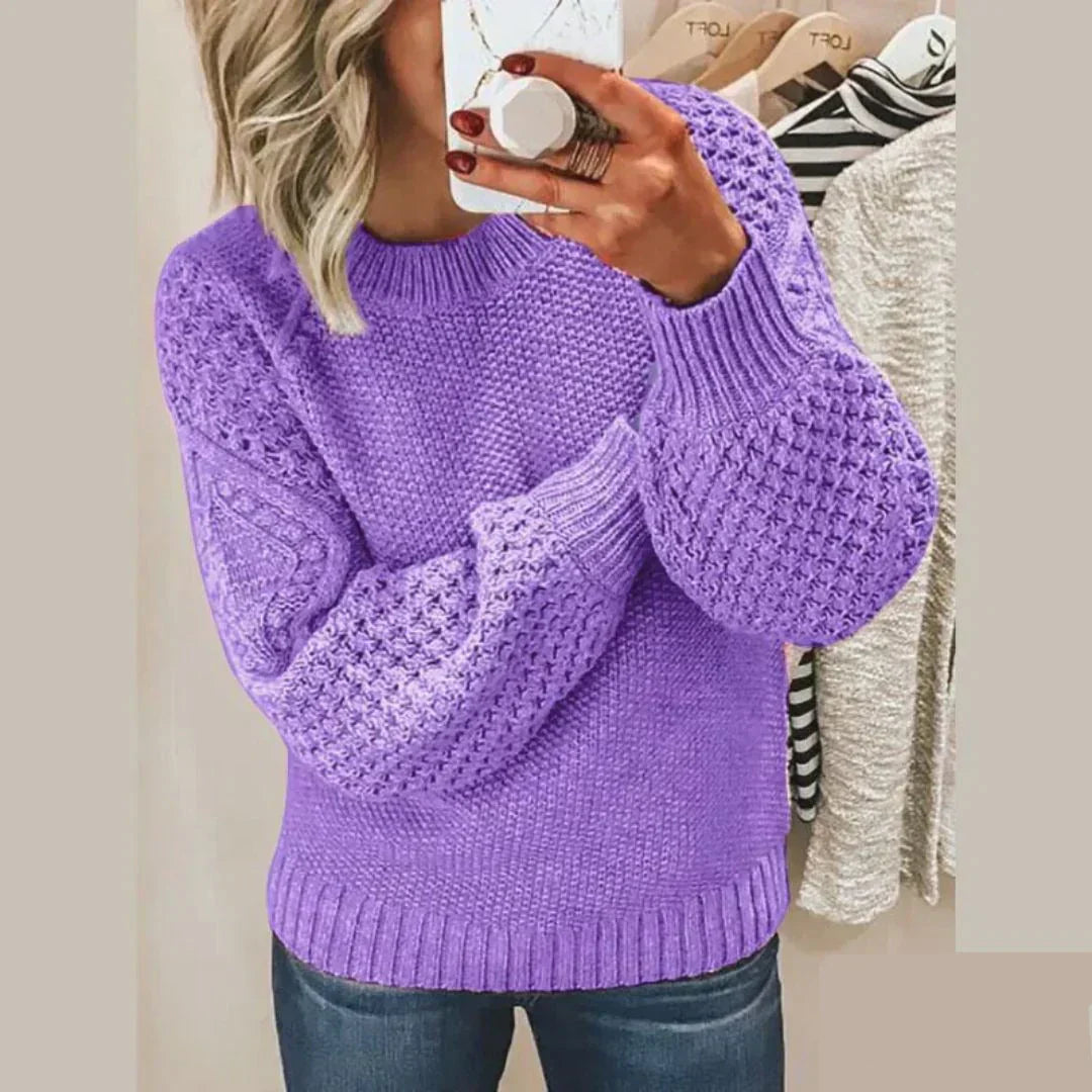 Kelly | Klassischer Wollpullover - 1994-R - Violett / S