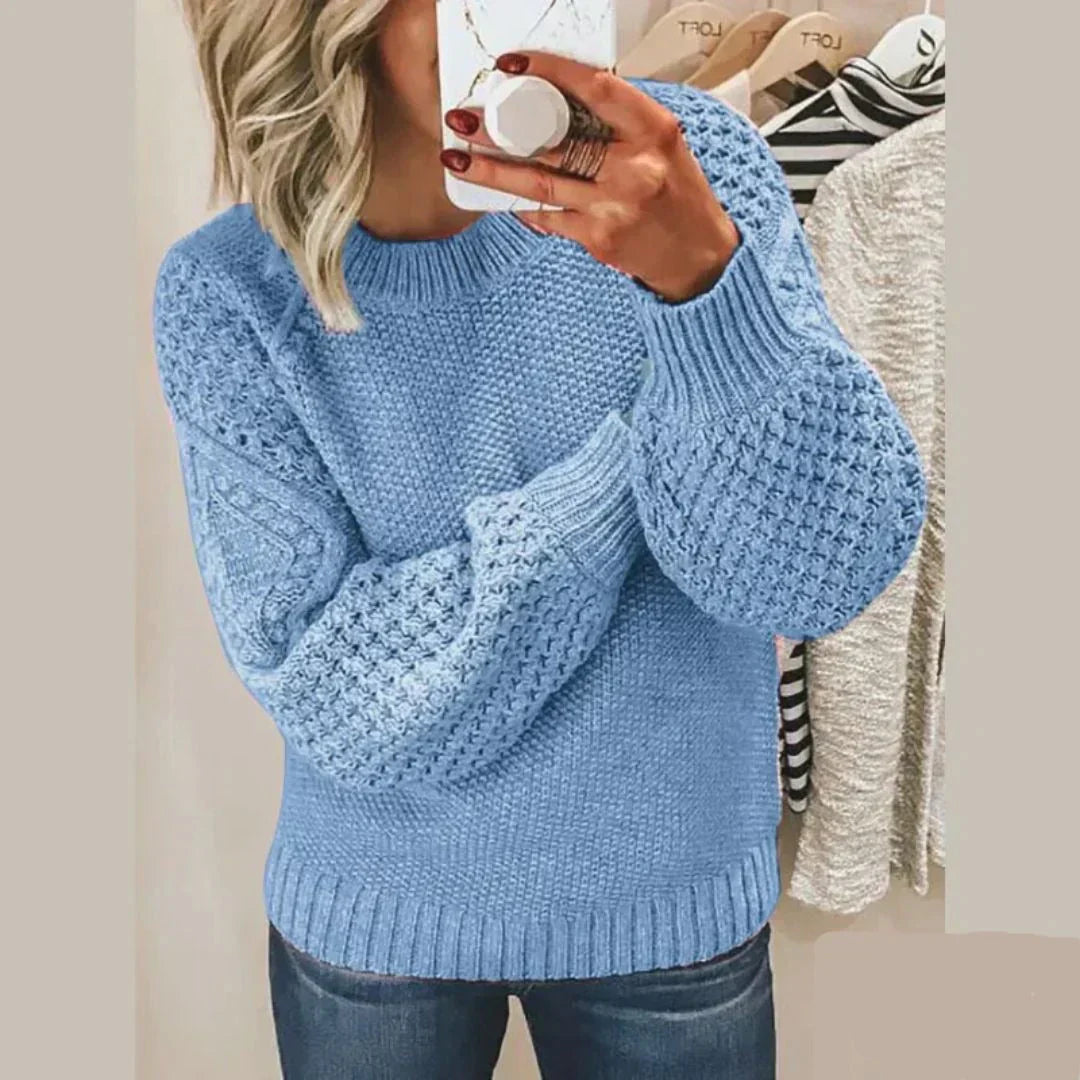Kelly | Klassischer Wollpullover - 1994-R - Babyblau / S