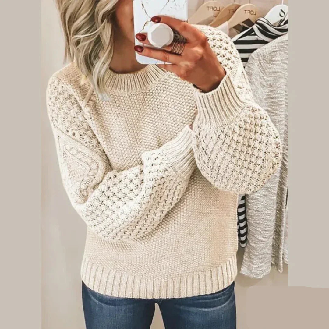 Kelly | Klassischer Wollpullover - 1994-R - Weiß / S