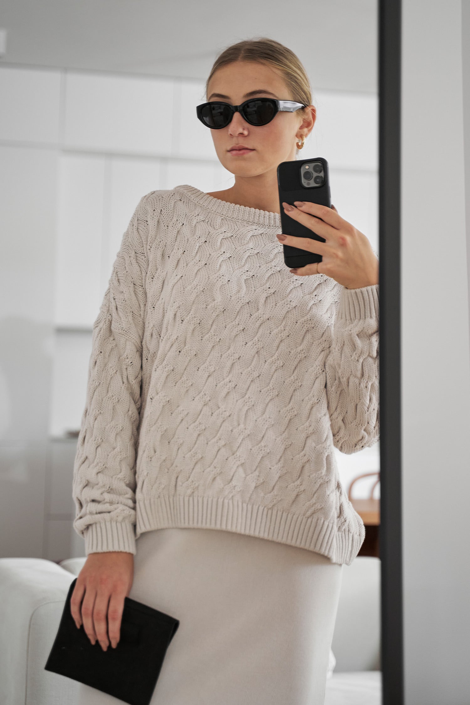 Alyssia | Gestrickter Zopfpullover