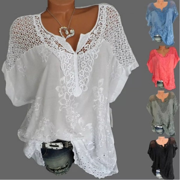 Althea™ | Kurzärmeliges T-Shirt mit filigraner Bestickung