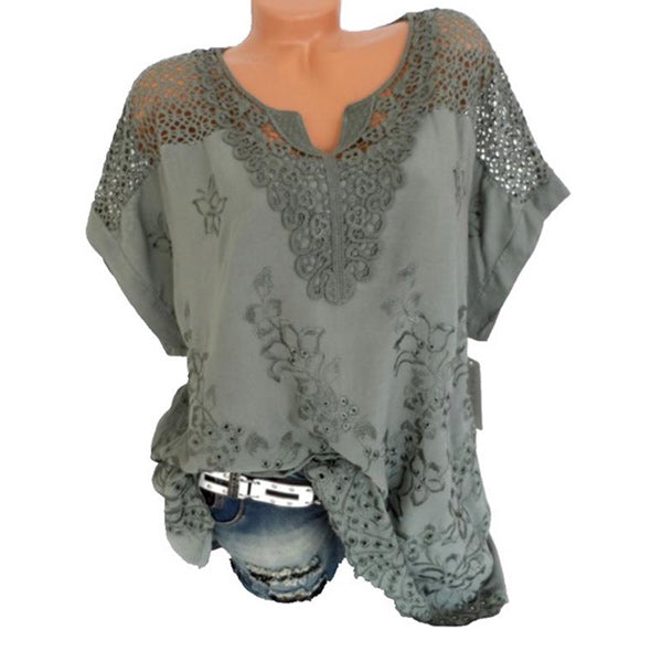 Althea™ | Kurzärmeliges T-Shirt mit filigraner Bestickung