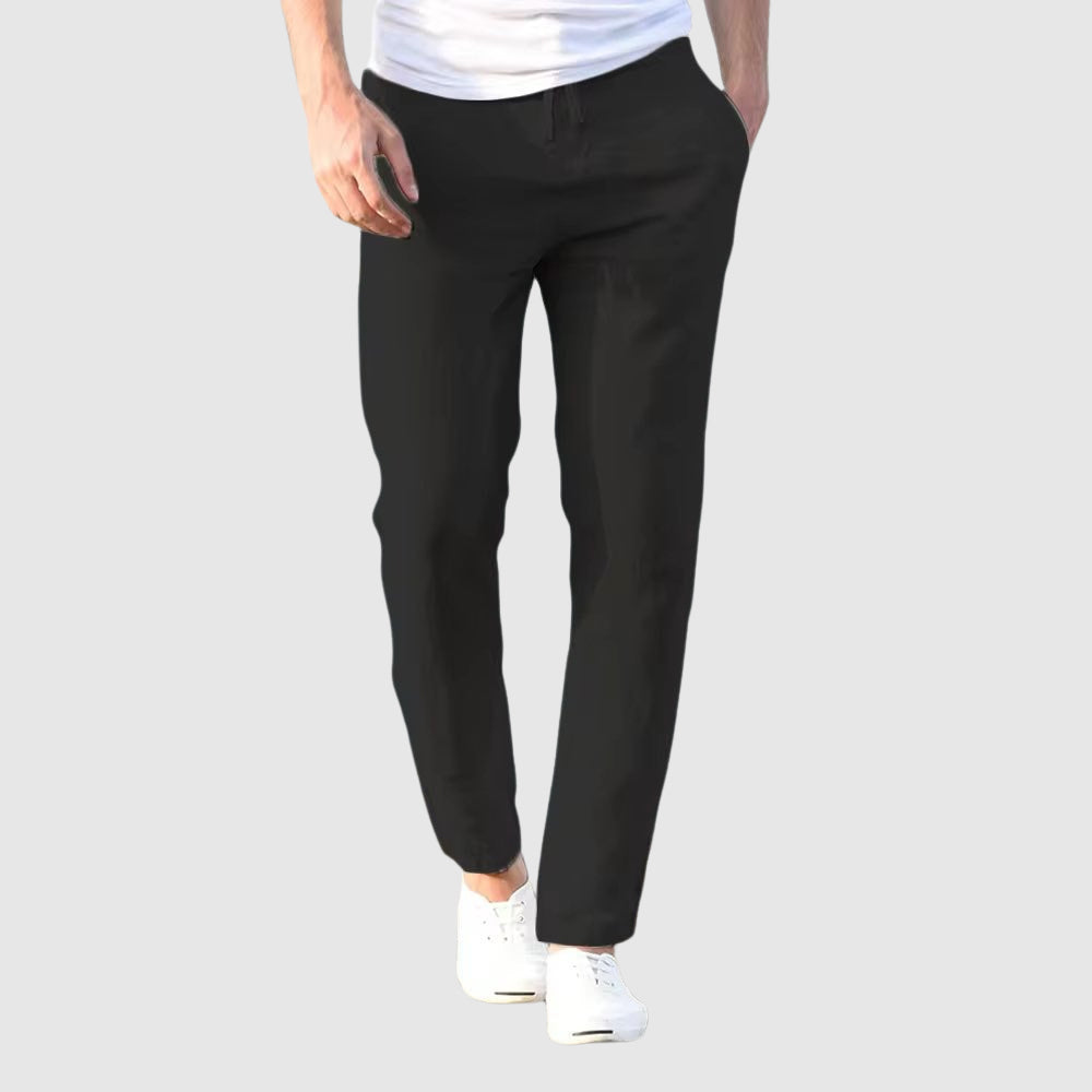 Gielo | Entspannte Leinenhose mit Kordelzug in der Taille