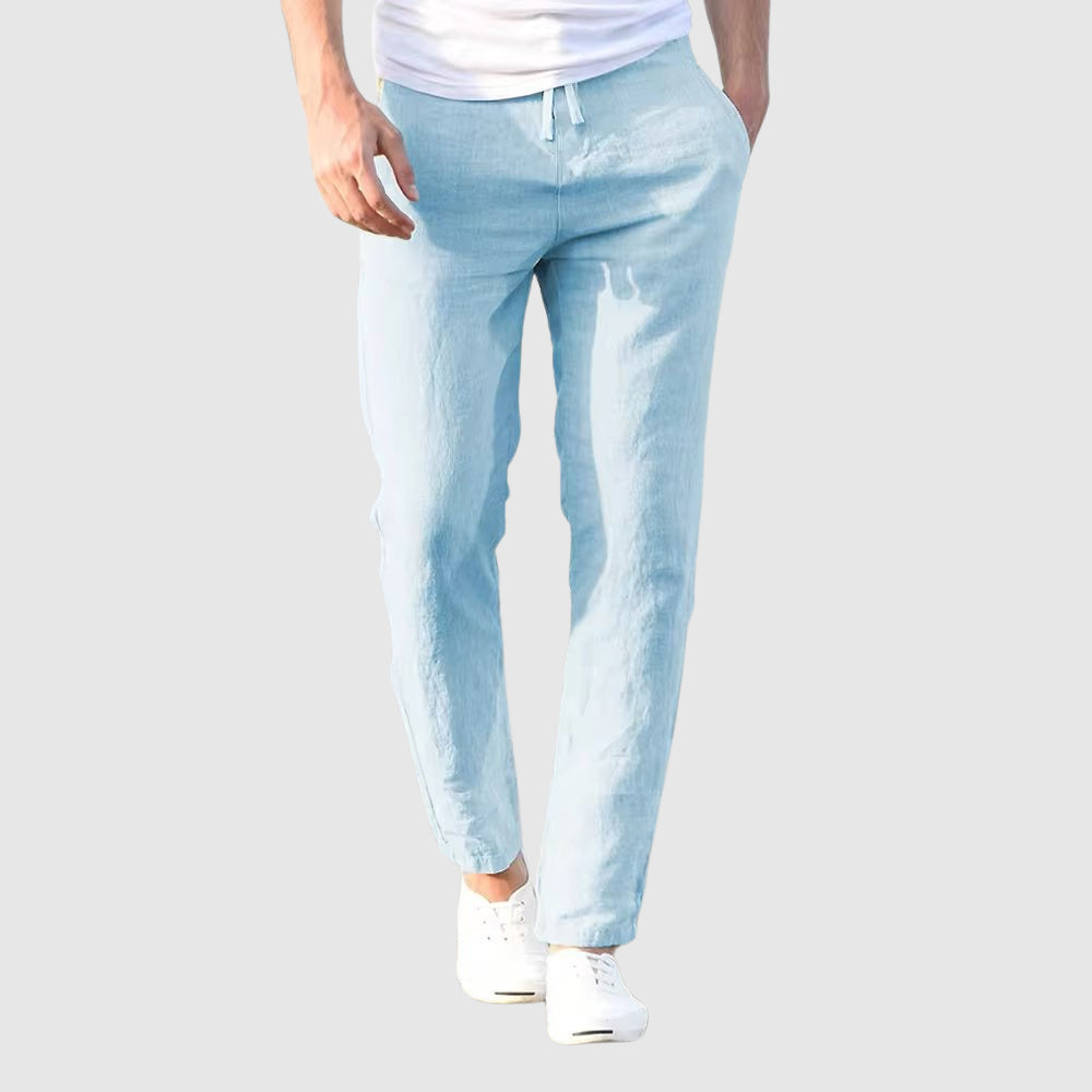 Gielo | Entspannte Leinenhose mit Kordelzug in der Taille