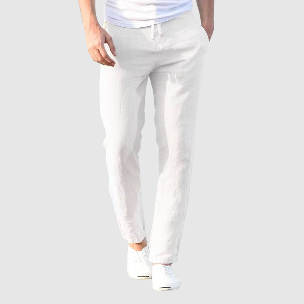 Gielo | Entspannte Leinenhose mit Kordelzug in der Taille