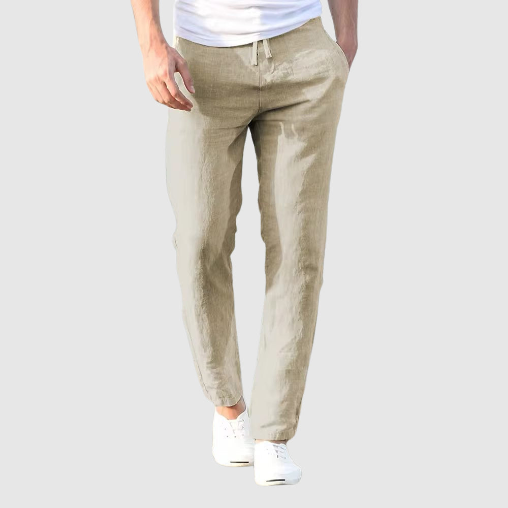 Gielo | Entspannte Leinenhose mit Kordelzug in der Taille
