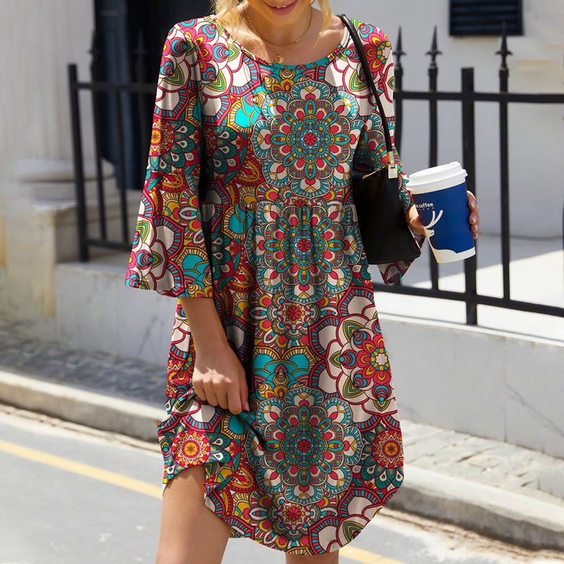 Connie | Feminines bedrucktes Kleid im Boho-Vintage-Look