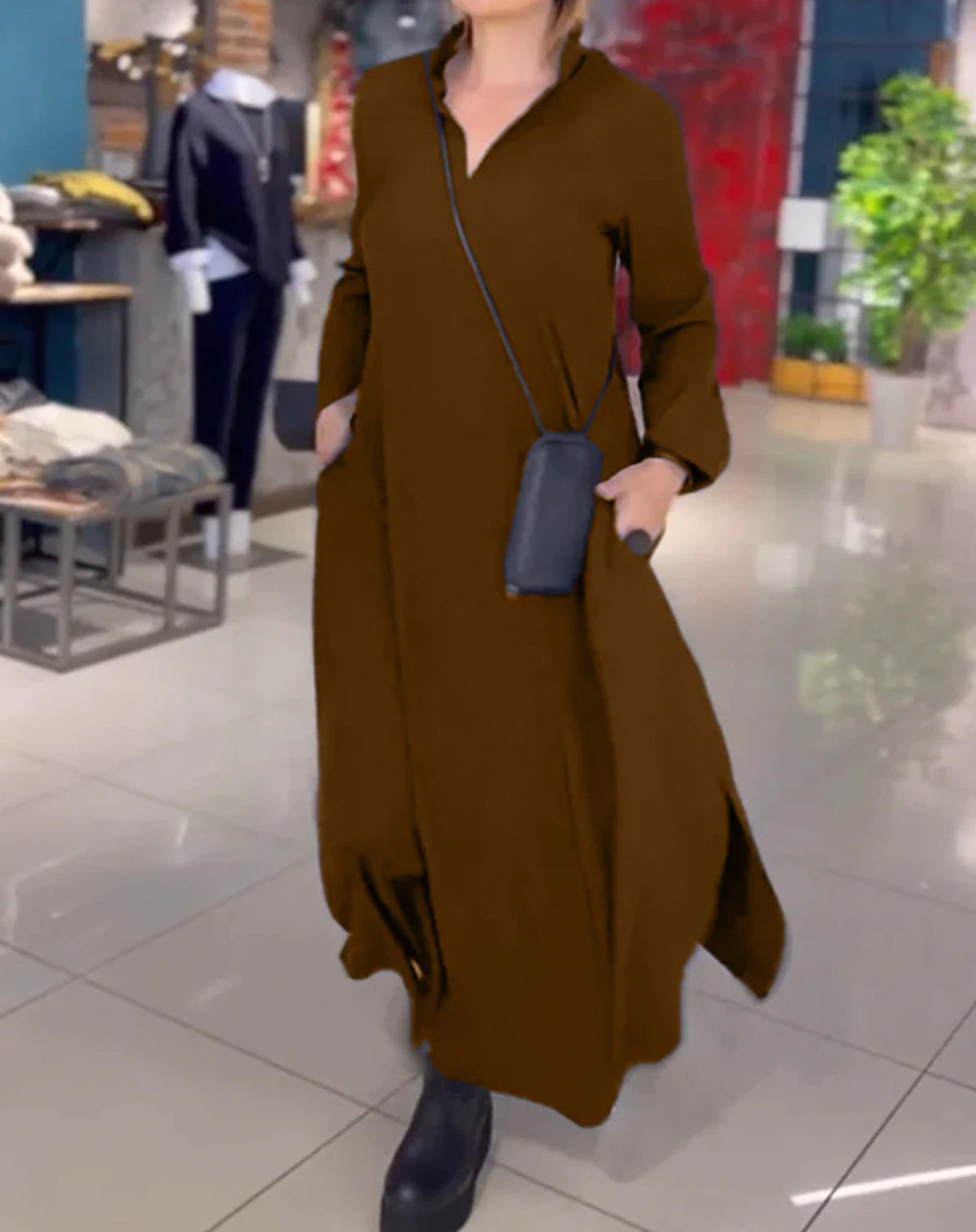 Elena™ | Elegantes Maxikleid - Braun / S
