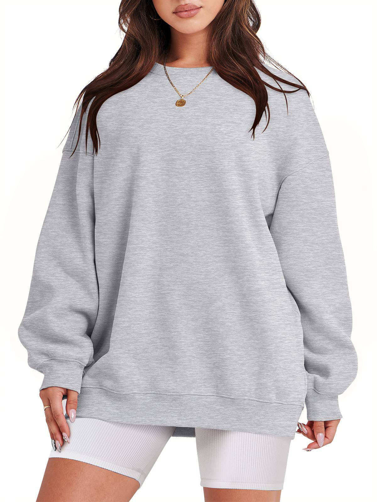 Mizari™ Pullover mit langen Ärmeln und Rundhalsausschnitt - Hellgrau / S