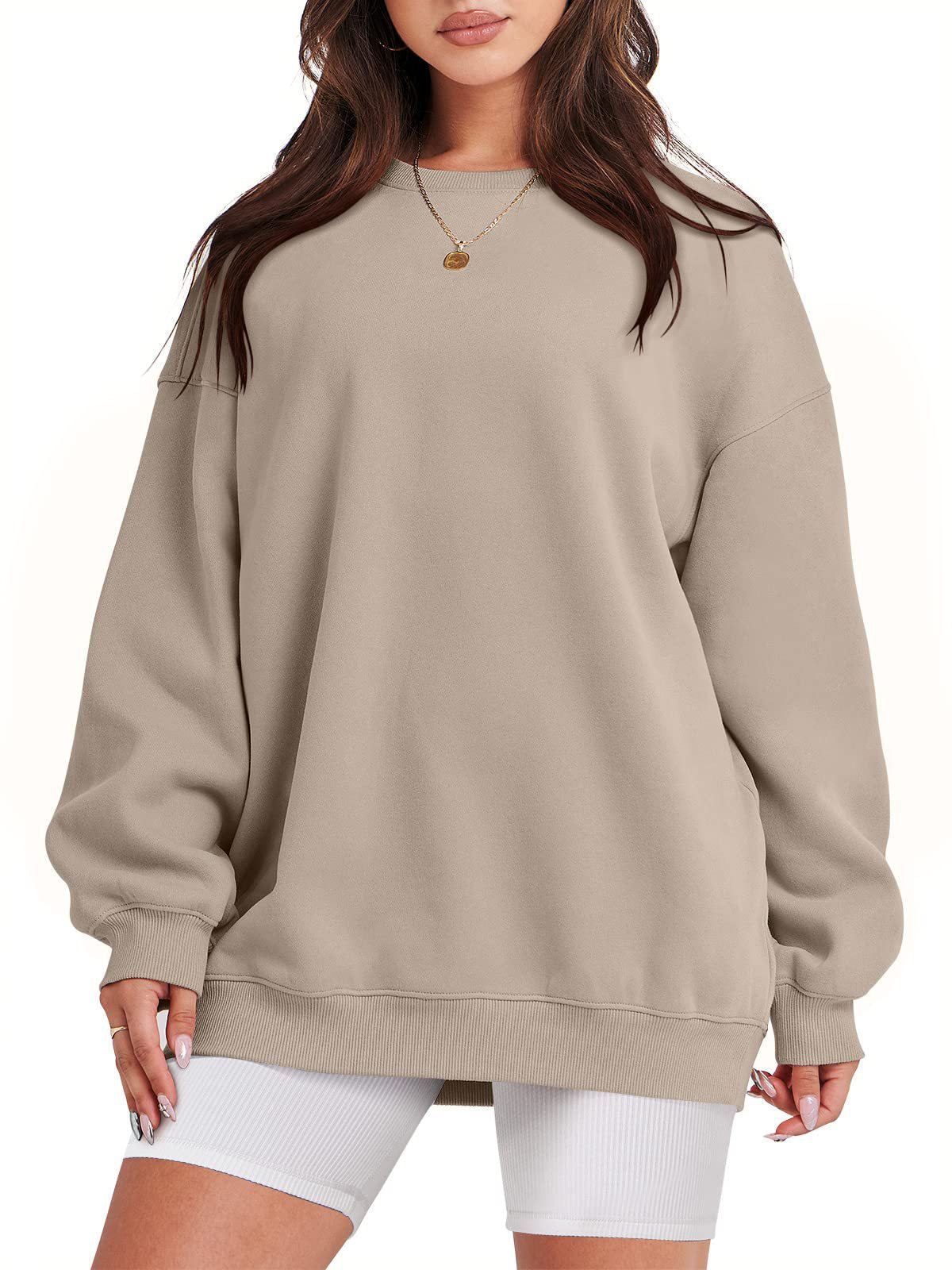 Mizari™ Pullover mit langen Ärmeln und Rundhalsausschnitt - Khaki / S