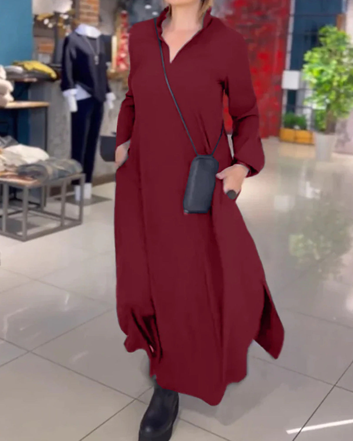 Elena™ | Elegantes Maxikleid - Rot / S