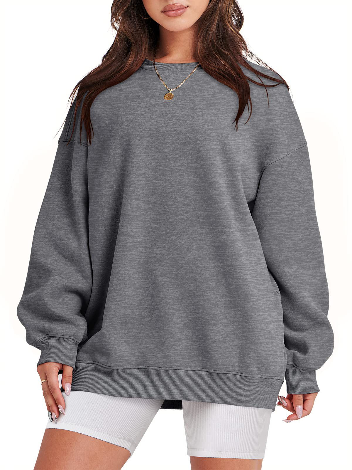 Mizari™ Pullover mit langen Ärmeln und Rundhalsausschnitt - Dunkelgrau / S