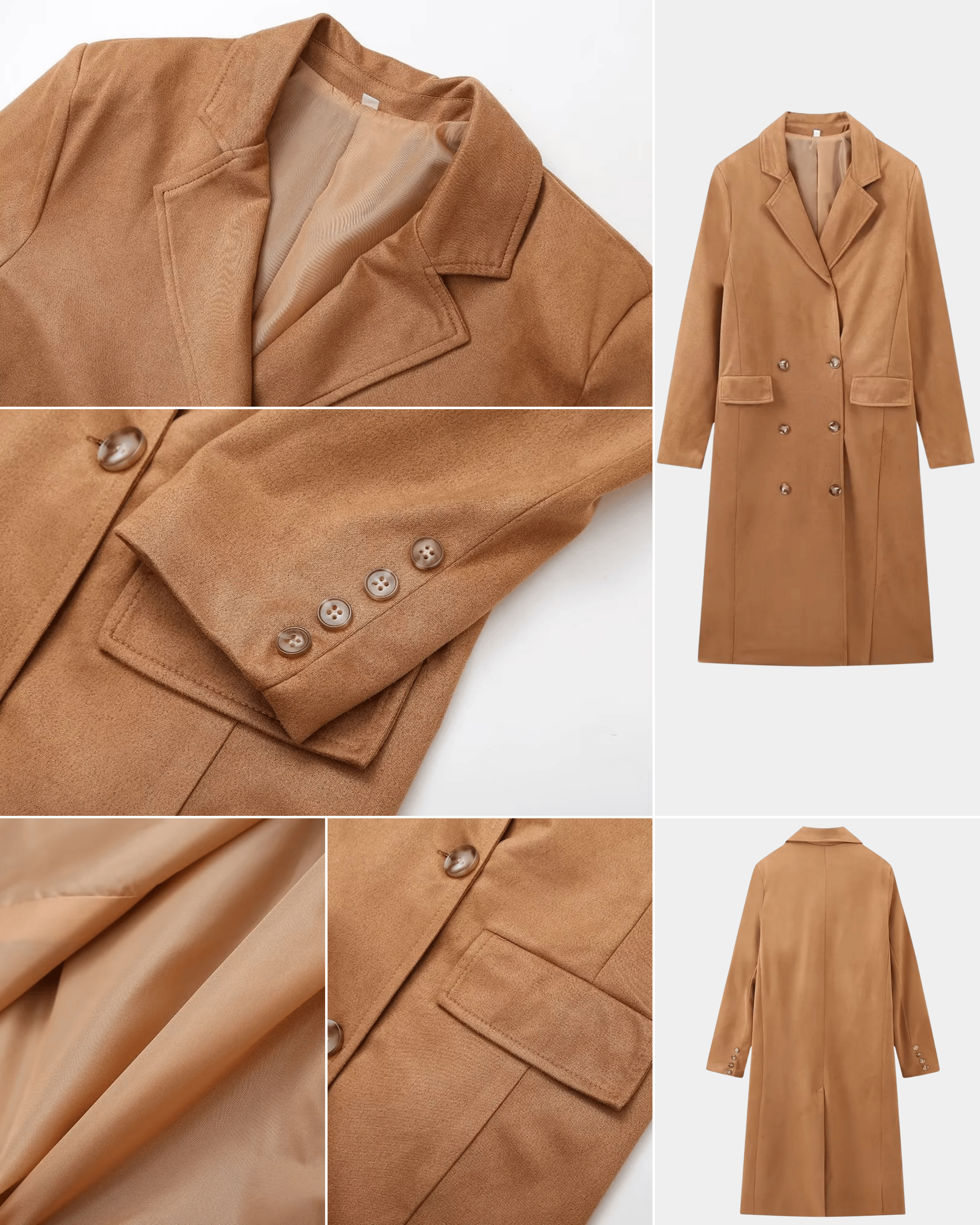 Nadia | Modischer Damenmantel aus Wildleder, lang & chic