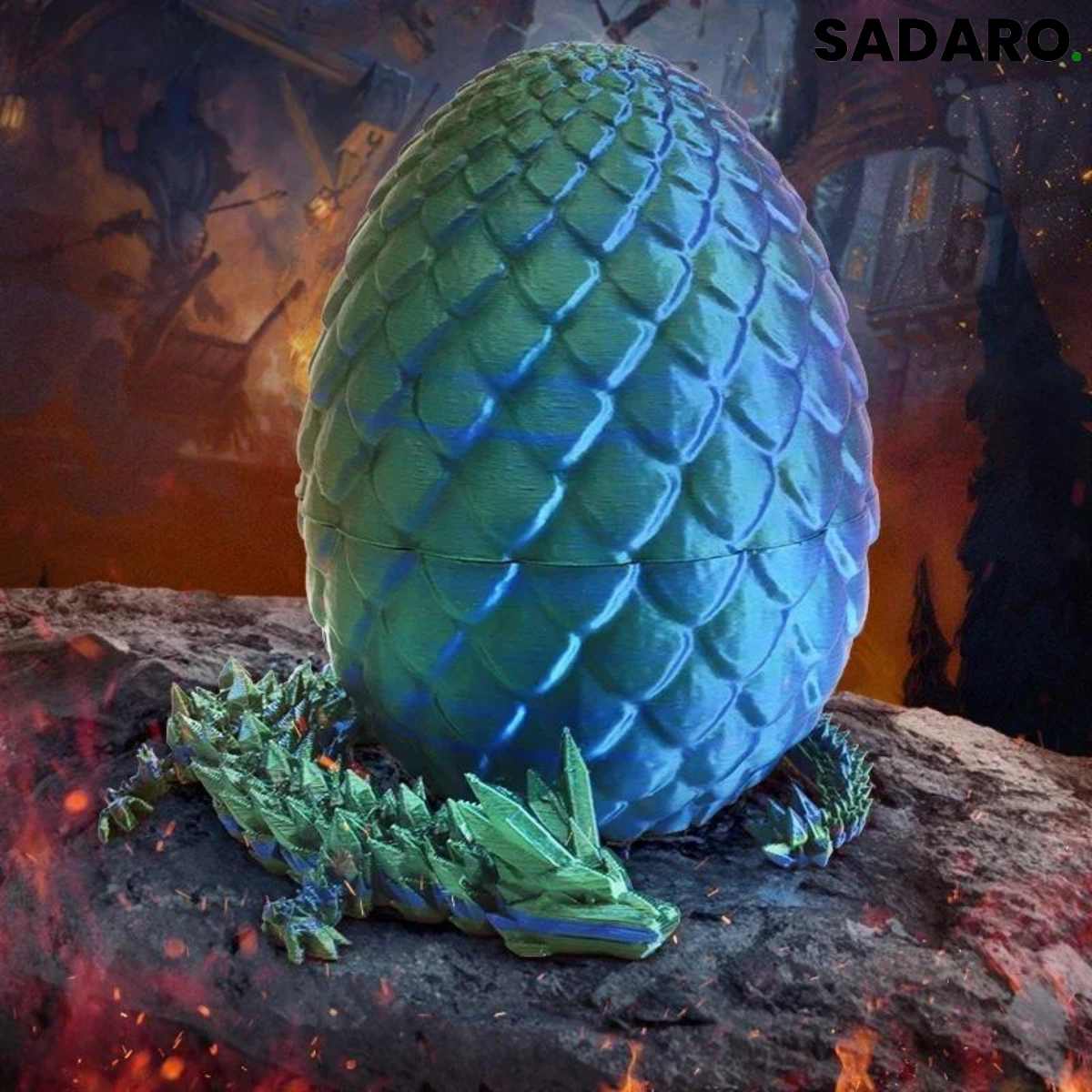 ZauberDrachen™ | Erwecke Fantasien zum Leben! | 1+1 GRATIS HEUTE! - 9 cm Ei / 22 cm Drache / Lasergrün
