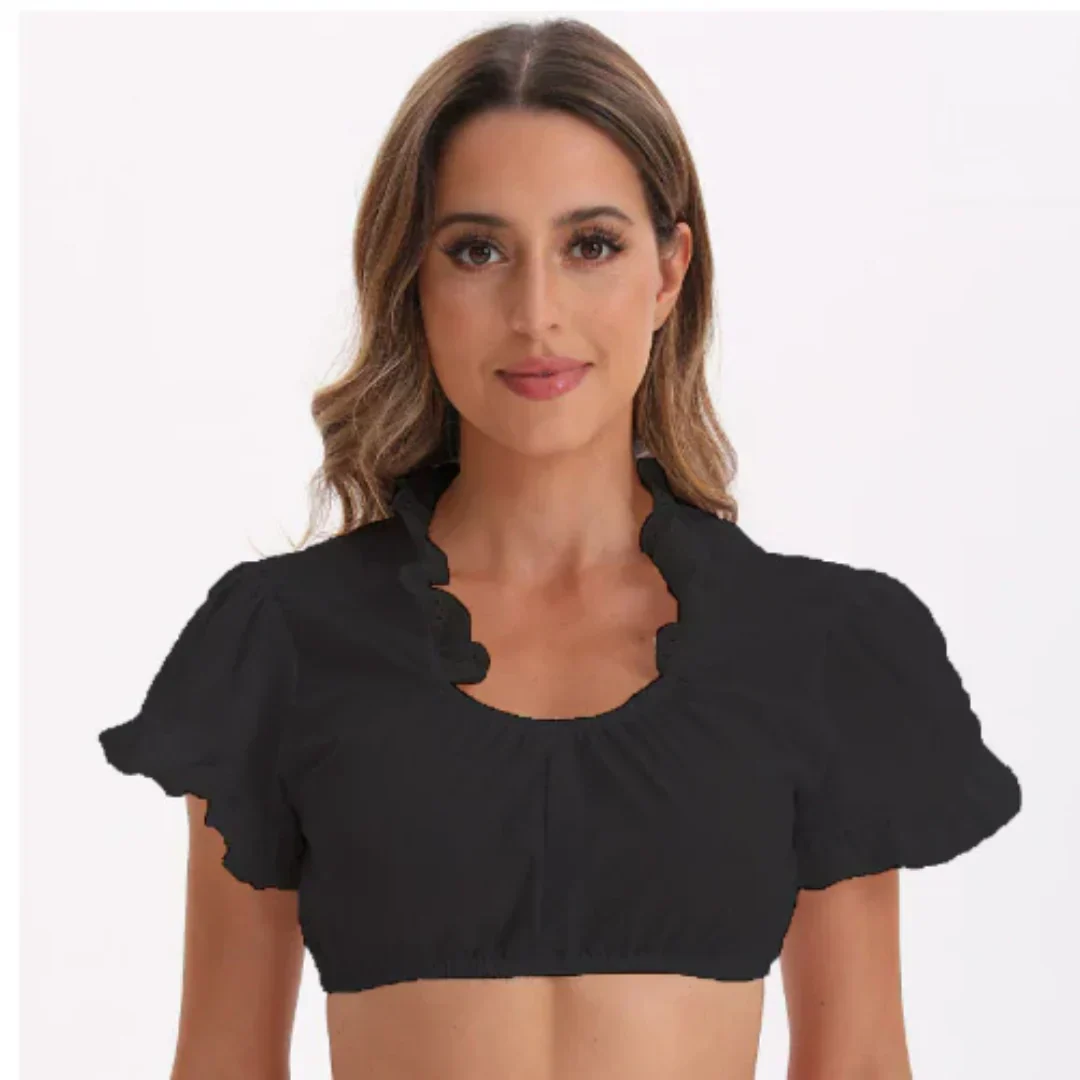 Oktoberfest Crop-Bluse mit Rüschen für Damen