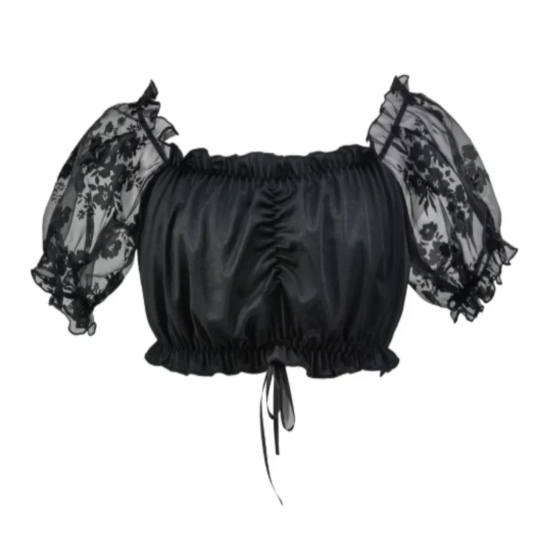 Oktoberfest Crop-Bluse mit Rüschen für Damen
