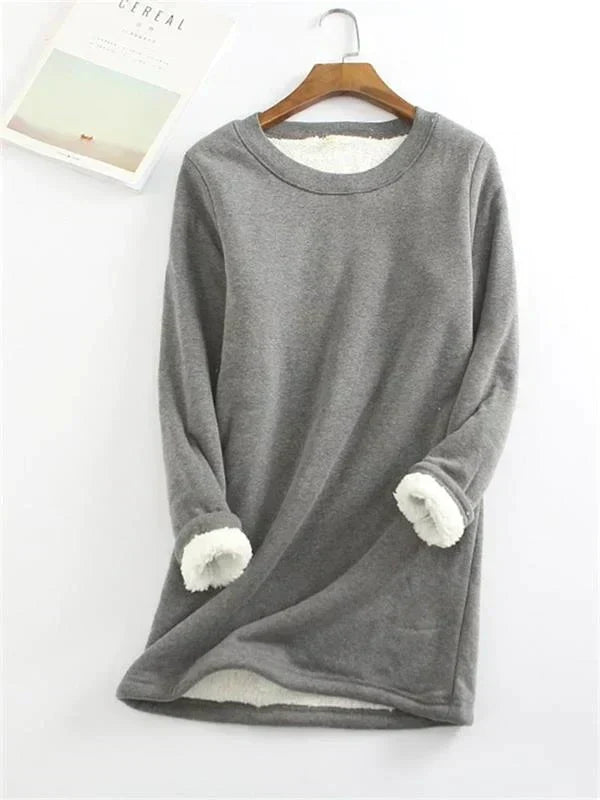 Tina - Bequemer Fleece-Sweater - Sweater - Grau / S