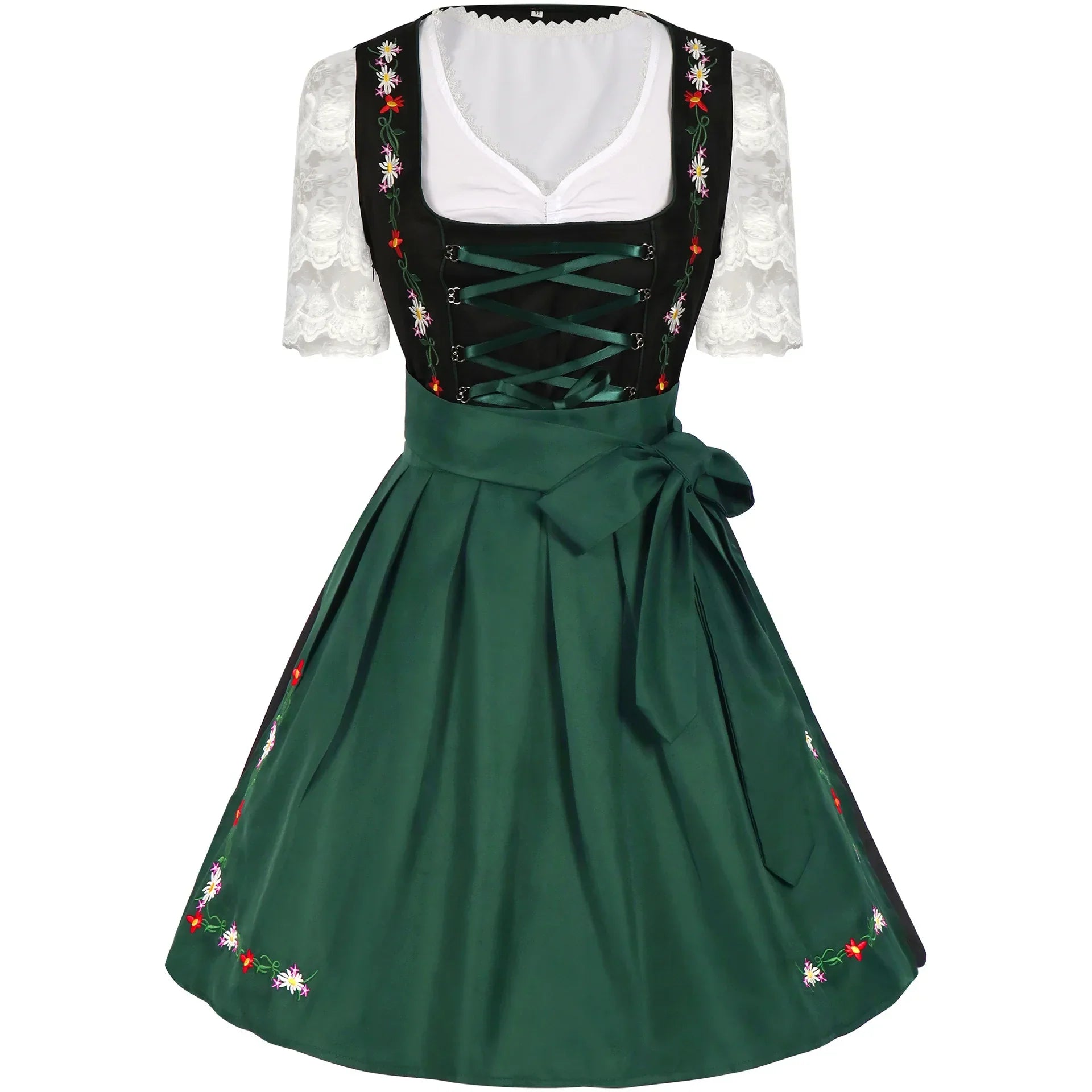 Grünes und Schwarzes Traditionelles Oktoberfest Dirndl für Damen