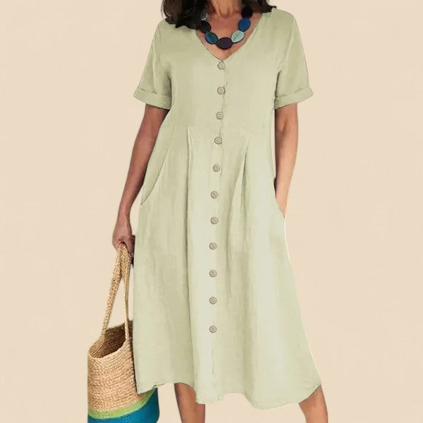Oaey | Kleid mit Manschettenärmeln und Knopfleiste