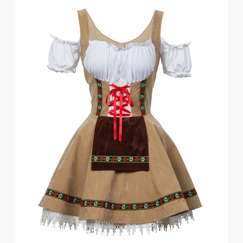 Anneliese | Oktoberfest Biermädchen Kleid ästhetischer Look - Braun / S