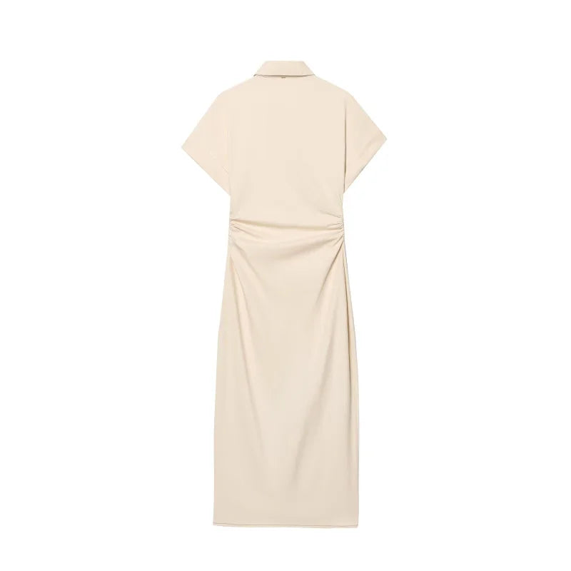 Elena | modisches Hemdkleid in Midi-Länge mit Knöpfen