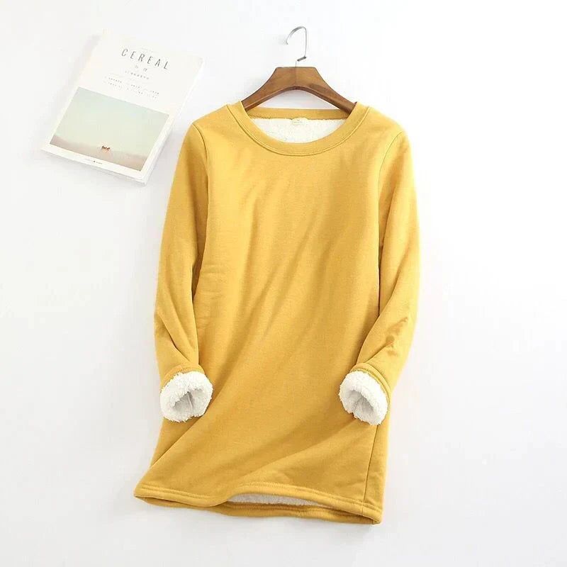 Tina - Bequemer Fleece-Sweater - Sweater - Gelb / S