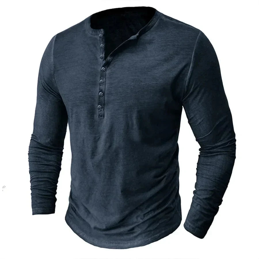 Scott - Knopfleiste Langarm - Stahlblau / S