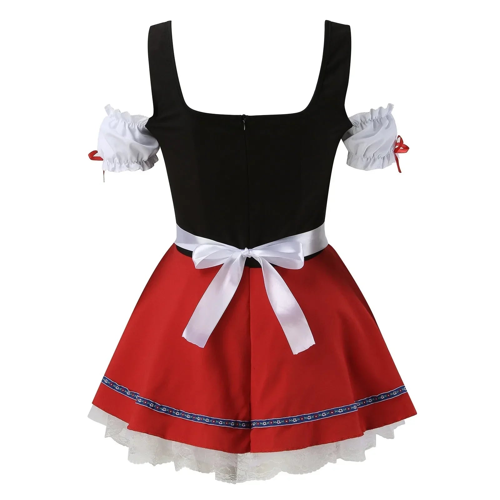 Damen Mini Rot Oktoberfest Dirndl Kleid