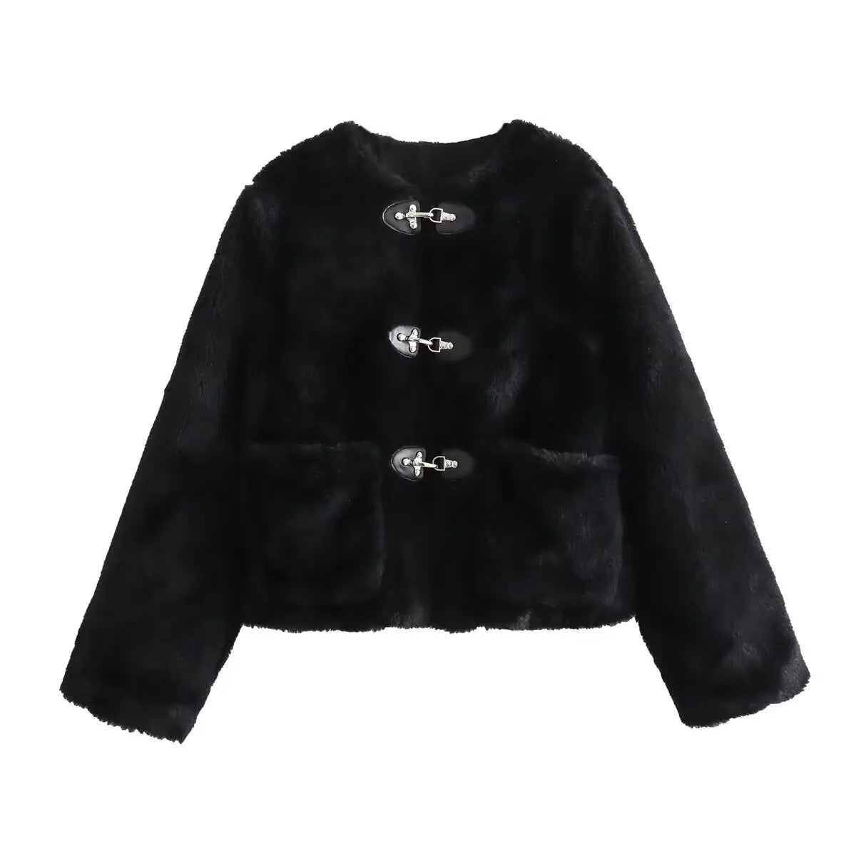 Osoria™ | Herbst-Winter-Fleecejacke mit O-Kragen - Schwarz / S