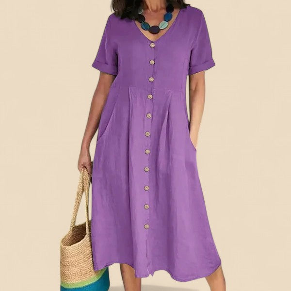 Oaey | Kleid mit Manschettenärmeln und Knopfleiste