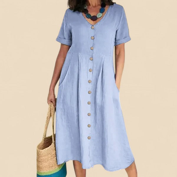 Oaey | Kleid mit Manschettenärmeln und Knopfleiste