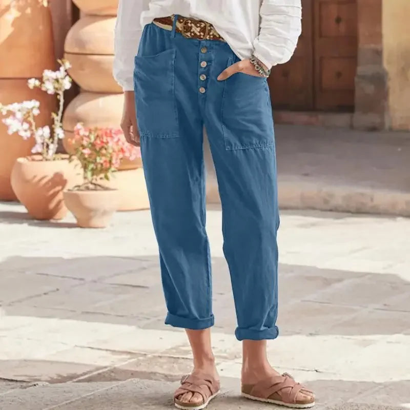 Erina | Lässige Damen-Knopfleiste-Hose